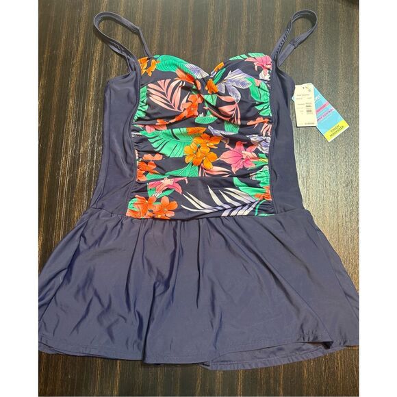 Swim Solutions NWT size 14 blue swim dress - Picture 2 of 9